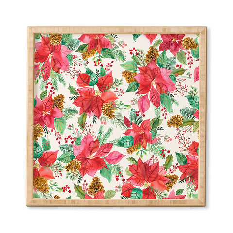 Ninola Design Poinsettia holiday flowers Framed Wall Art