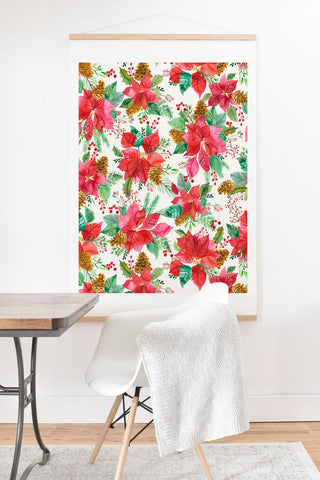 Ninola Design Poinsettia holiday flowers Art Print And Hanger