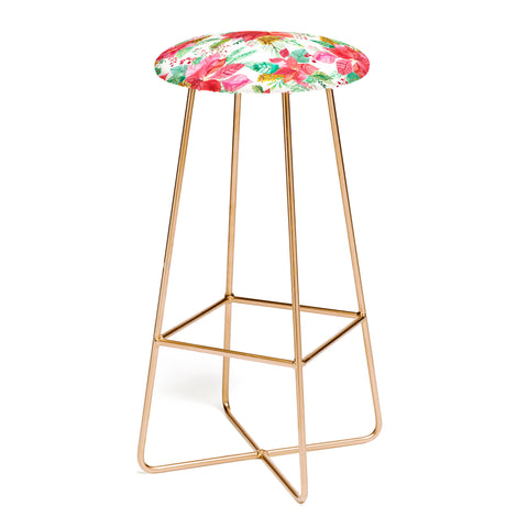 Ninola Design Poinsettia holiday flowers Bar Stool