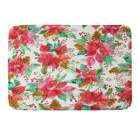 Ninola Design Poinsettia holiday flowers Memory Foam Bath Mat