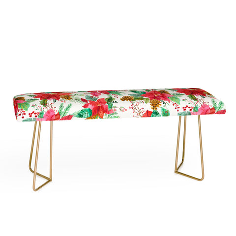 Ninola Design Poinsettia holiday flowers Bench