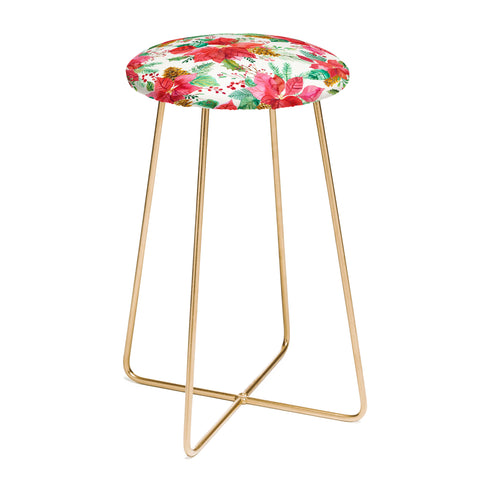 Ninola Design Poinsettia holiday flowers Counter Stool