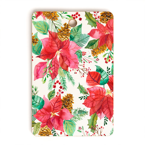 Ninola Design Poinsettia holiday flowers Cutting Board Rectangle