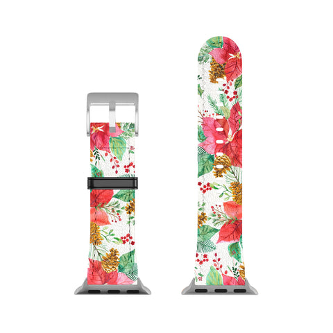 Ninola Design Poinsettia holiday flowers Apple Watch Band