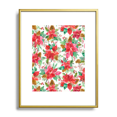 Ninola Design Poinsettia holiday flowers Metal Framed Art Print