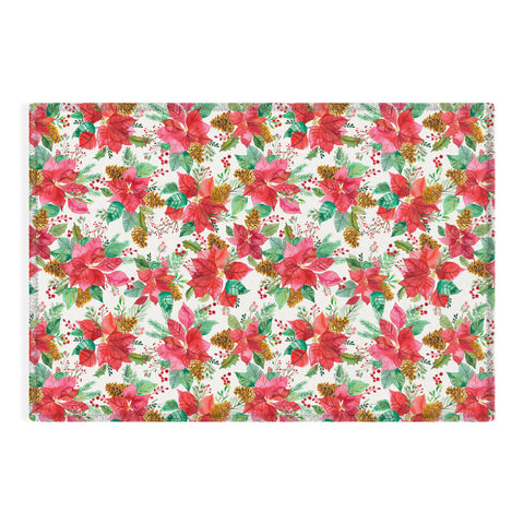Ninola Design Poinsettia holiday flowers Outdoor Rug
