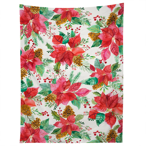 Ninola Design Poinsettia holiday flowers Tapestry