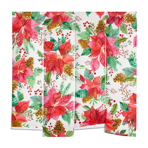 Ninola Design Poinsettia holiday flowers Wall Mural
