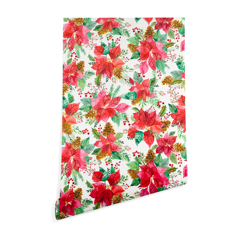 Ninola Design Poinsettia holiday flowers Wallpaper