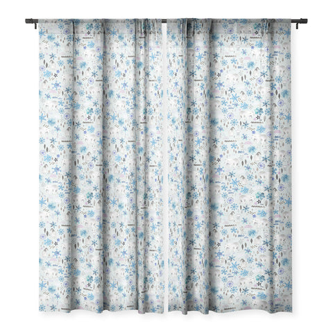 Ninola Design Polar Bears Penguins Snow Fallen Sheer Window Curtain