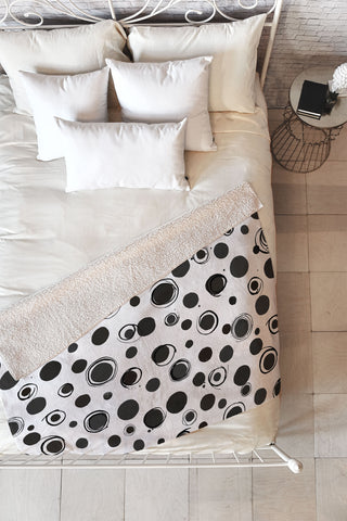 Ninola Design Polka dots BW Fleece Throw Blanket