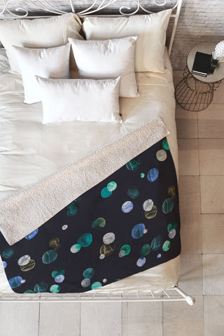 Ninola Design Polka dots navy Fleece Throw Blanket