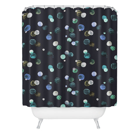 Ninola Design Polka dots navy Shower Curtain