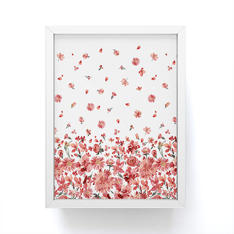 Ninola Design Prairie flowers border countryside Red Framed Mini Art Print