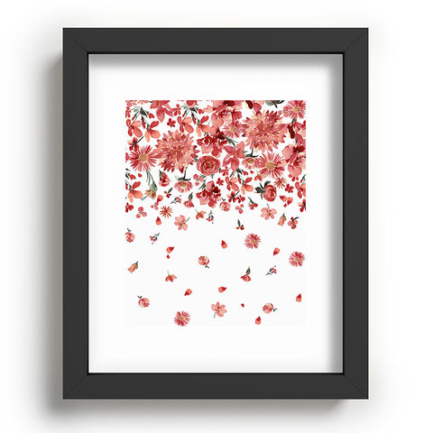 Ninola Design Prairie flowers countryside Red Recessed Framing Rectangle
