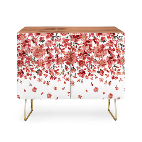 Ninola Design Prairie flowers countryside Red Credenza