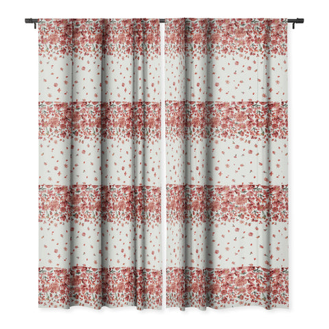 Ninola Design Prairie flowers countryside Red Blackout Window Curtain