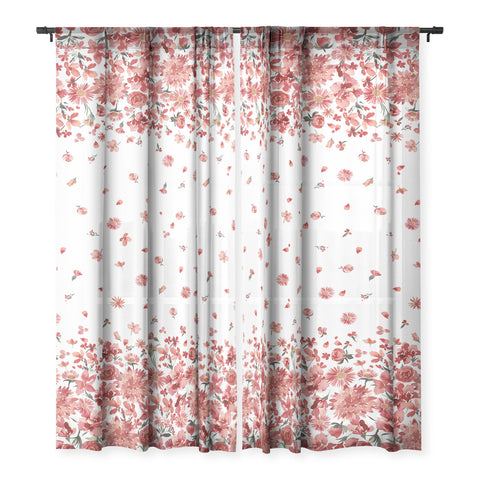 Ninola Design Prairie flowers countryside Red Sheer Non Repeat