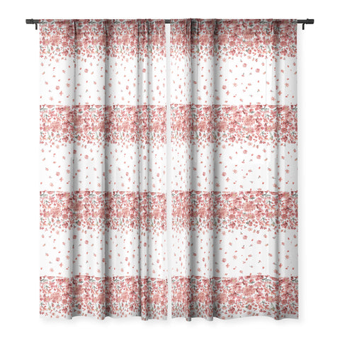 Ninola Design Prairie flowers countryside Red Sheer Window Curtain