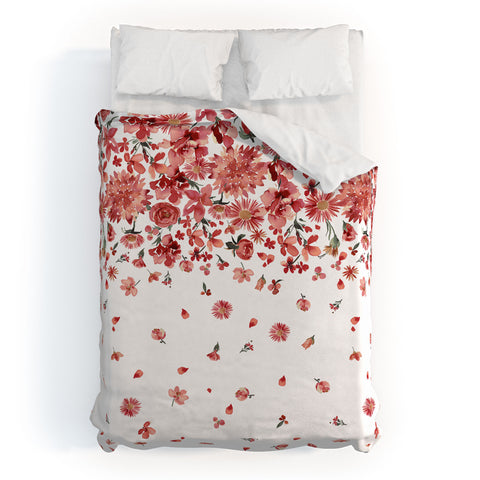 Ninola Design Prairie flowers countryside Red Duvet Cover