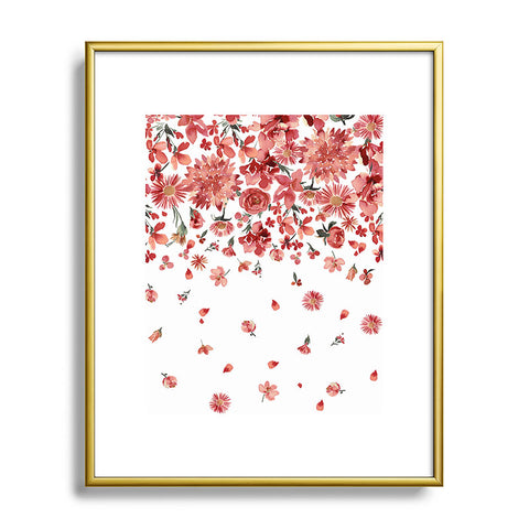 Ninola Design Prairie flowers countryside Red Metal Framed Art Print