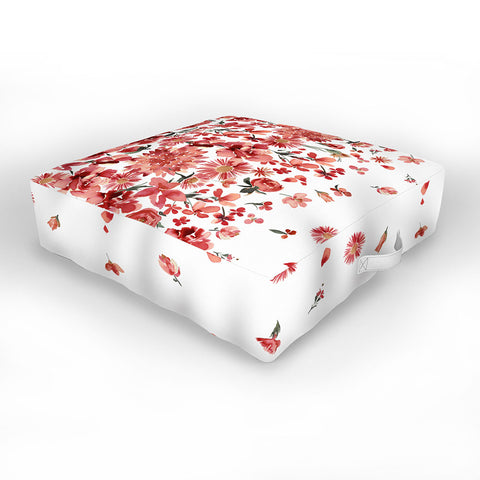 Ninola Design Prairie flowers countryside Red Outdoor Floor Cushion