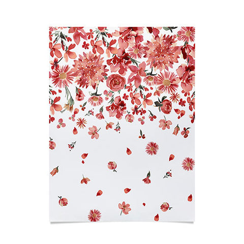 Ninola Design Prairie flowers countryside Red Poster
