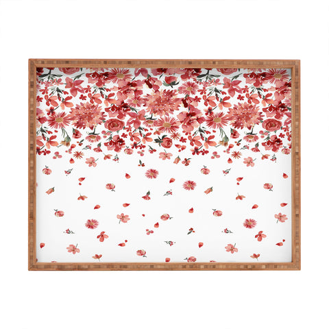 Ninola Design Prairie flowers countryside Red Rectangular Tray