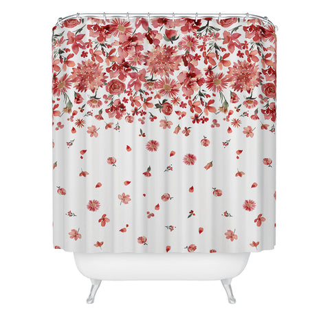 Ninola Design Prairie flowers countryside Red Shower Curtain