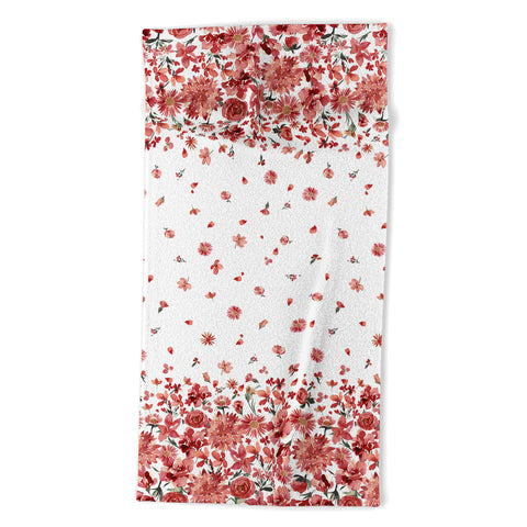 Ninola Design Prairie flowers countryside Red Beach Towel