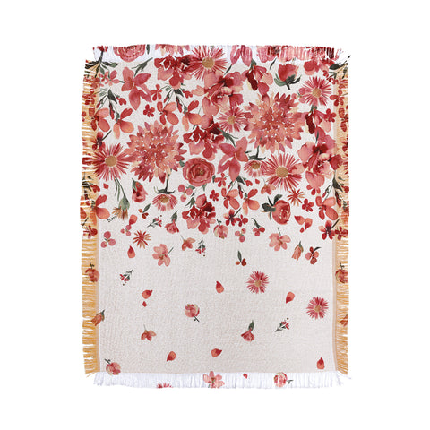 Ninola Design Prairie flowers countryside Red Throw Blanket