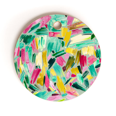 Ninola Design Primitive Strokes Tropical Cutting Board Round