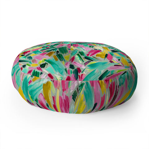 Ninola Design Primitive Strokes Tropical Floor Pillow Round