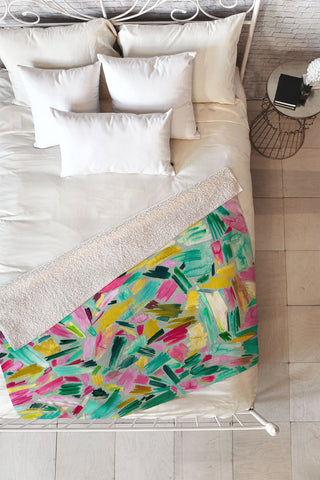 Ninola Design Primitive Strokes Tropical Fleece Throw Blanket
