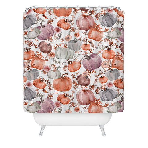 Ninola Design Pumpkins Fall Cottagecore Shower Curtain
