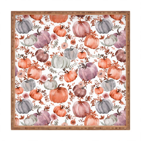 Ninola Design Pumpkins Fall Cottagecore Square Tray