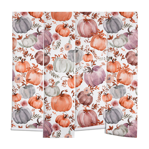 Ninola Design Pumpkins Fall Cottagecore Wall Mural