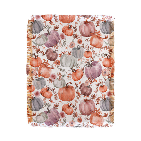 Ninola Design Pumpkins Fall Cottagecore Throw Blanket