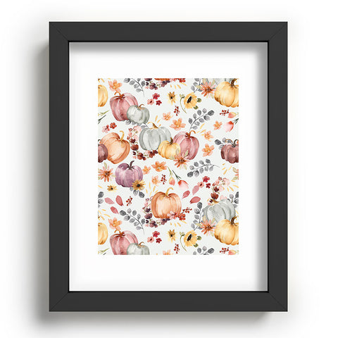 Ninola Design Pumpkins Fall Floral Ecru Recessed Framing Rectangle