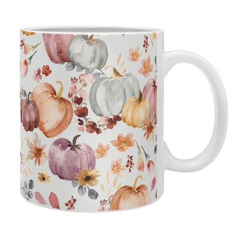 Ninola Design Pumpkins Fall Floral Ecru Coffee Mug