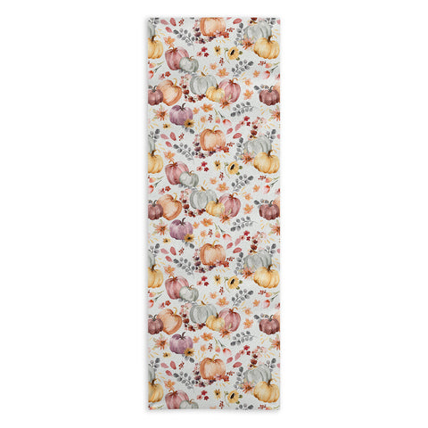 Ninola Design Pumpkins Fall Floral Ecru Yoga Towel