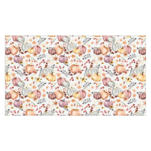 Ninola Design Pumpkins Fall Floral Ecru Tablecloth