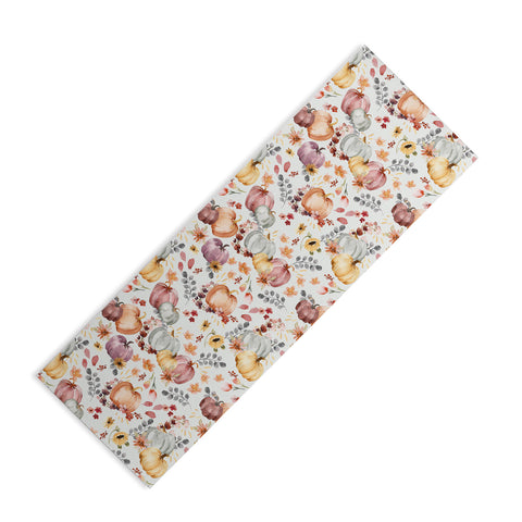 Ninola Design Pumpkins Fall Floral Ecru Yoga Mat