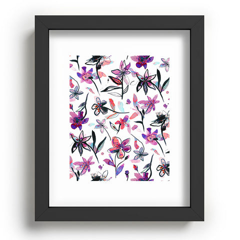 Ninola Design Purple Ink Flowers Recessed Framing Rectangle