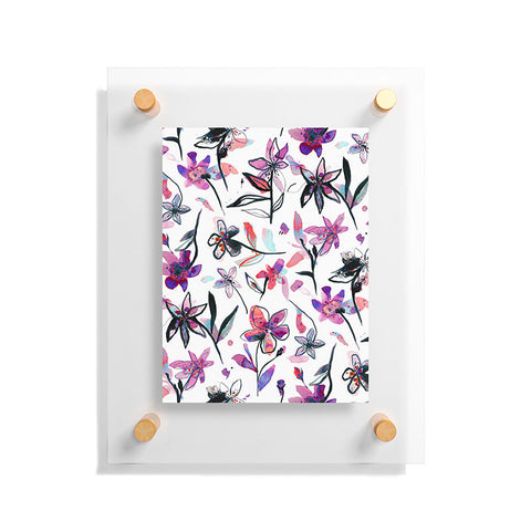 Ninola Design Purple Ink Flowers Floating Acrylic Print