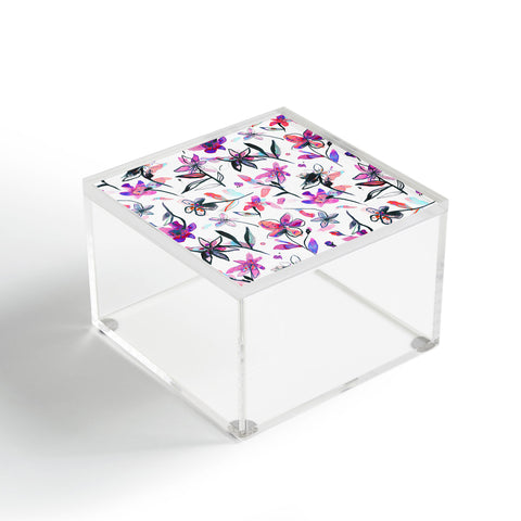 Ninola Design Purple Ink Flowers Acrylic Box