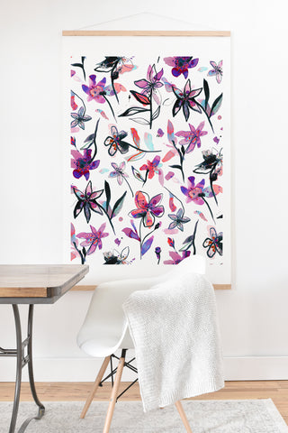 Ninola Design Purple Ink Flowers Art Print And Hanger