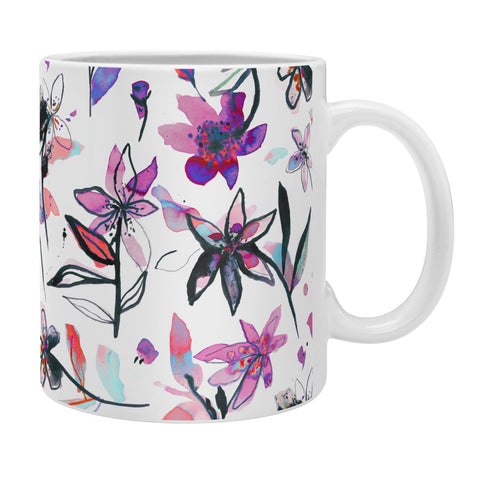 Ninola Design Purple Ink Flowers Coffee Mug