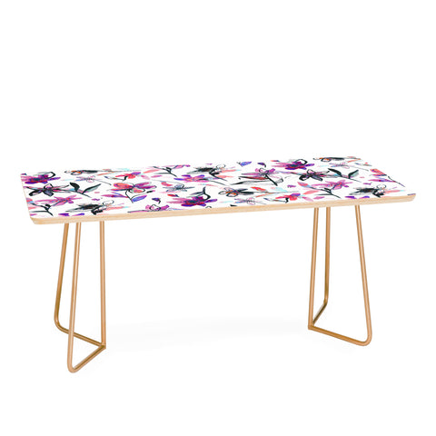 Ninola Design Purple Ink Flowers Coffee Table