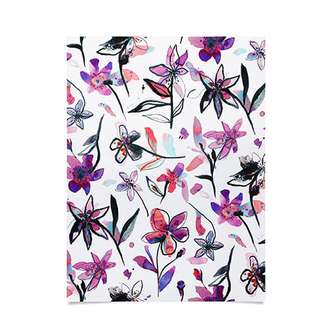 Ninola Design Purple Ink Flowers Poster